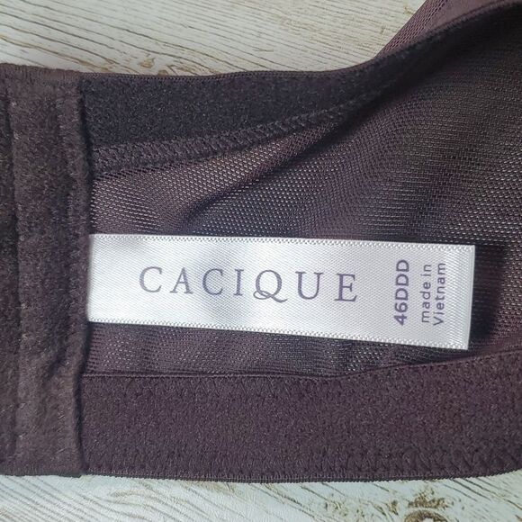 Cacique Chocolate Plum Unlined Curvy Balconette Bra Removable Straps 46DDD 46F - Picture 11 of 14